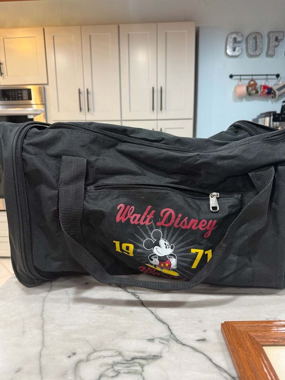 Disney Parks Walt Disney World 1971 Mickey Mouse Black Travel Duffle Bag